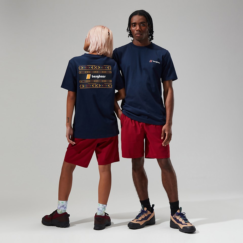 Unisex Aztec Block T Shirt - Dark Blue