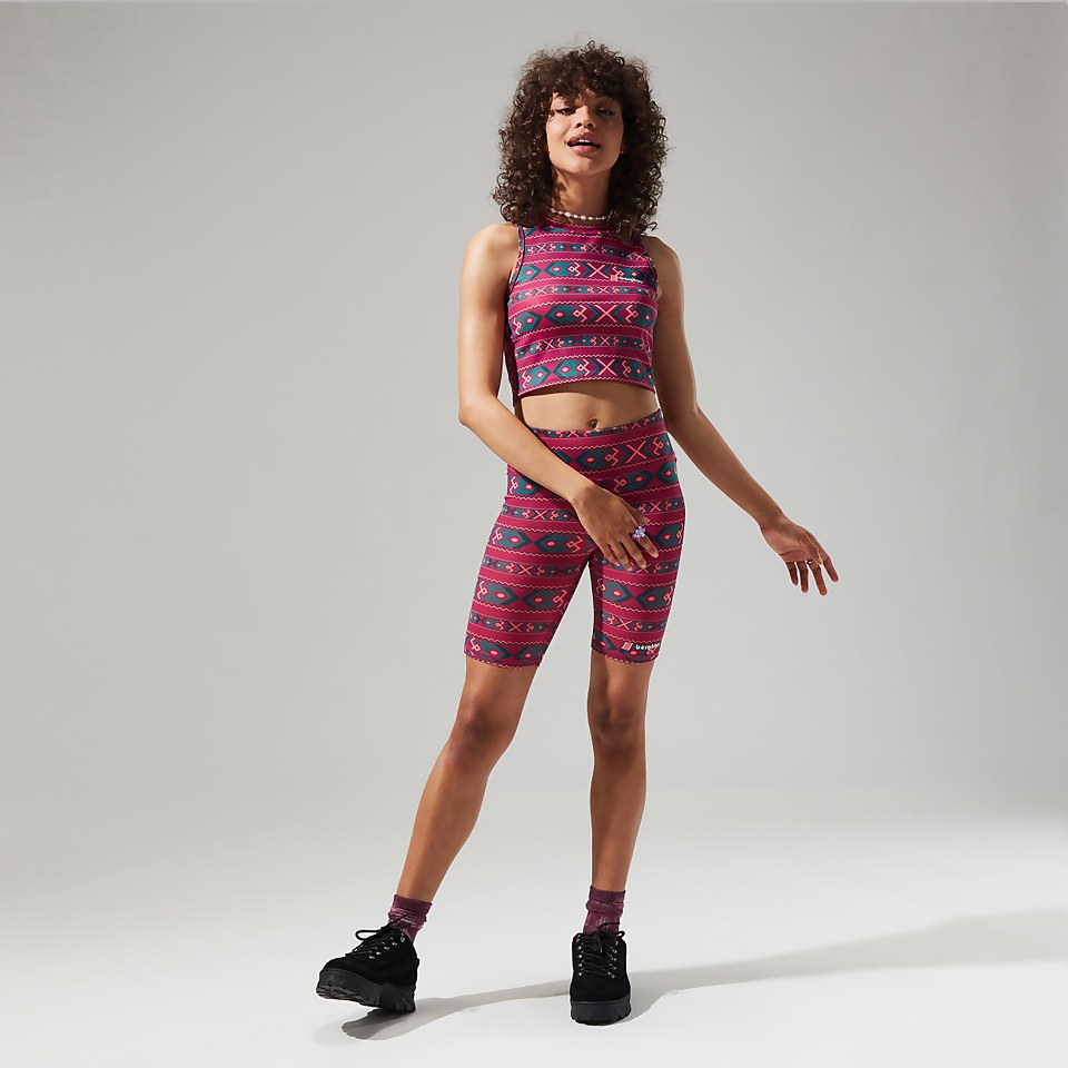 Women's Red Point Cropped Tank - Dark Turquoise/Pink