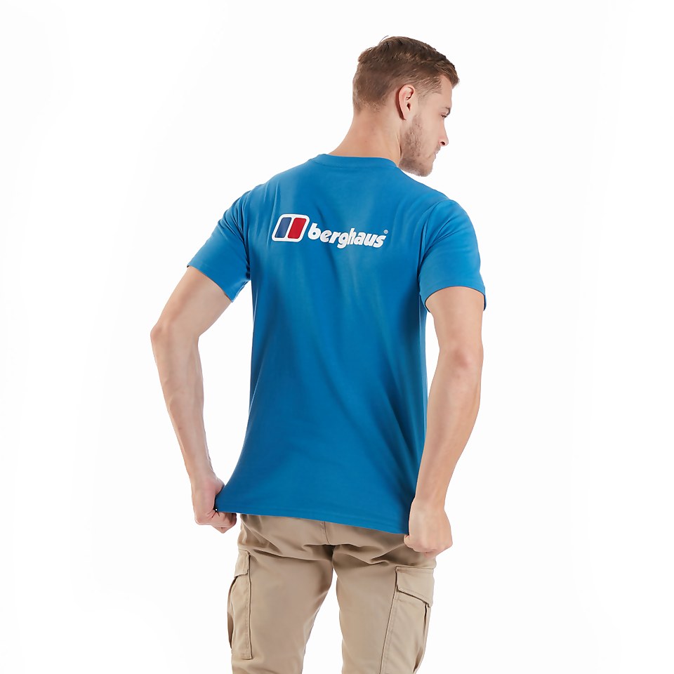 Men's Organic Front & Back Logo T-Shirt Blue