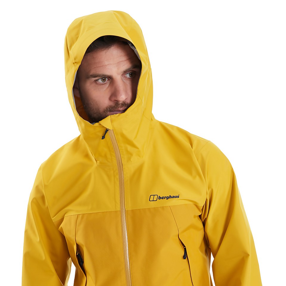 Men's Paclite Dynak Waterproof Jacket - Yellow / Brown