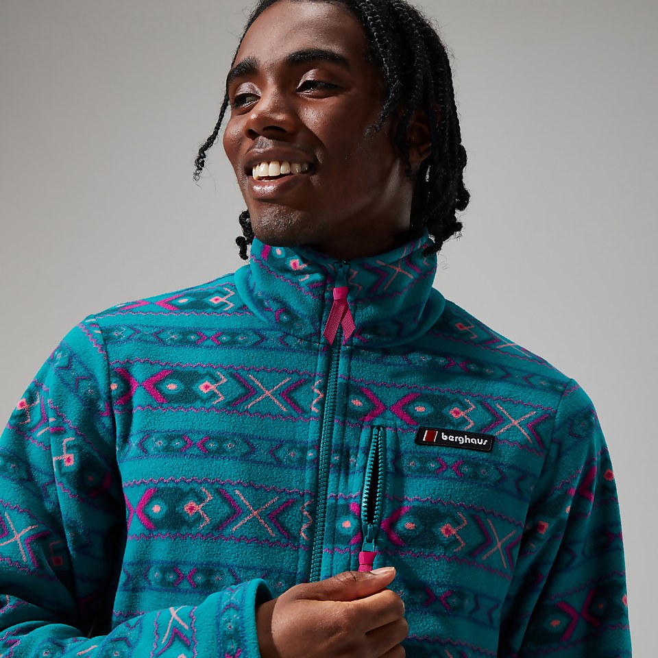 Unisex Prism Print Trango Fleece Half Zip - Turquoise / Pink