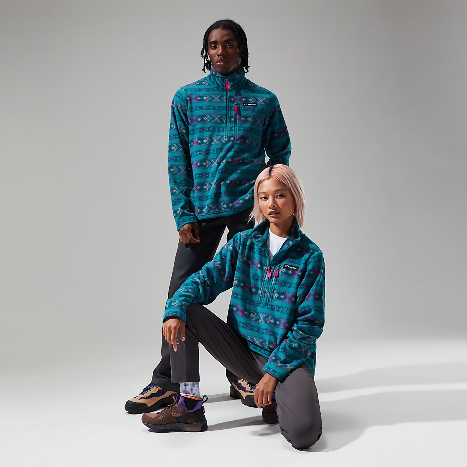 Unisex Prism Print Trango Fleece Half Zip - Turquoise / Pink