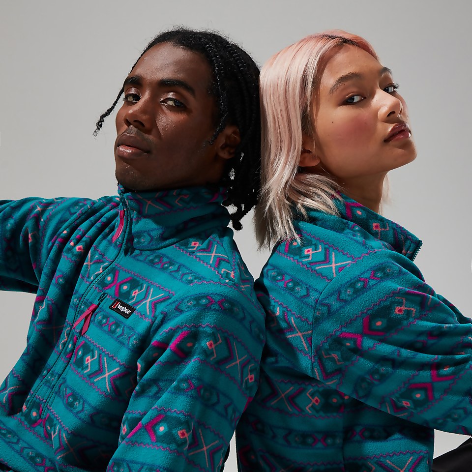 Unisex Prism Print Trango Fleece Half Zip - Turquoise / Pink