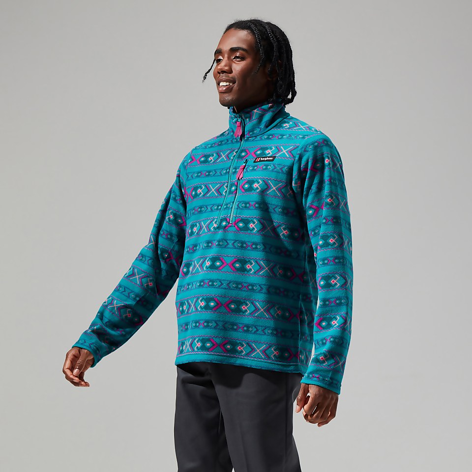 Unisex Prism Print Trango Fleece Half Zip - Turquoise / Pink