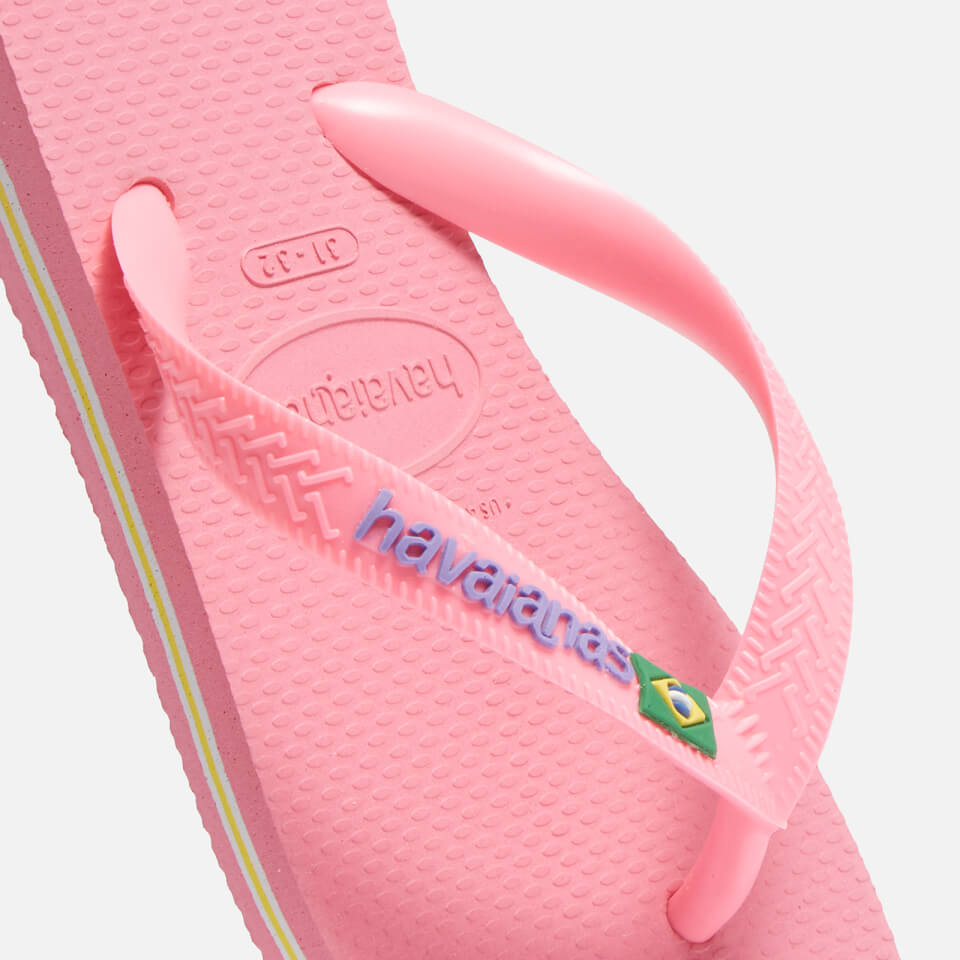 Havaianas Girls Brasil Logo Flip Flops - Crystal Rose