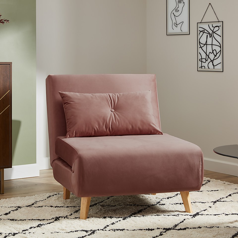 Freya Velvet Folding Chair Bed Rose Homebase