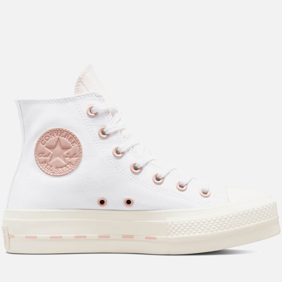 Converse Women's Chuck Taylor All Star Lift Crafted Canvas Hi-Top Trainers  - White/Egret/Pink Clay | FREE UK Delivery | Allsole