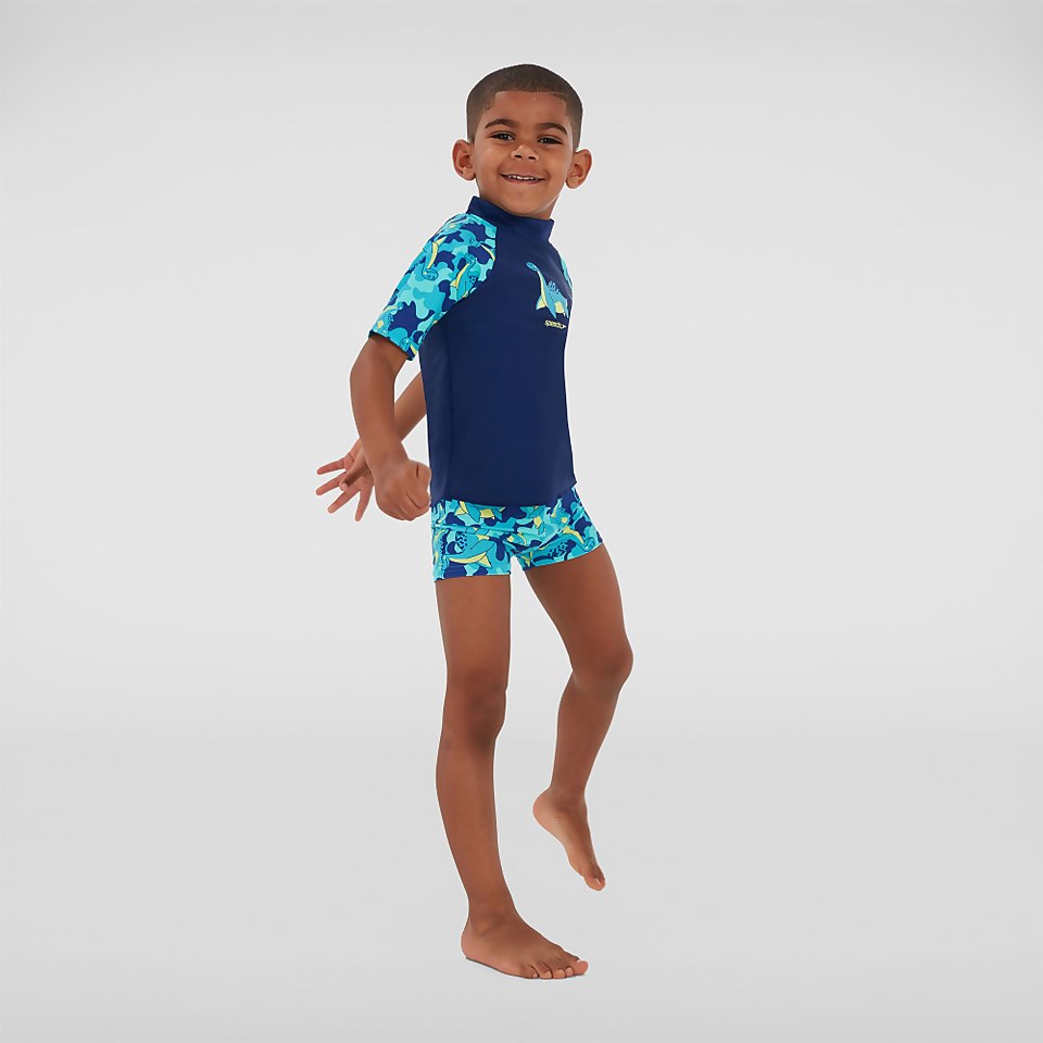 Kleinkind Jungen Sun Protection Top und Shorts in Blau