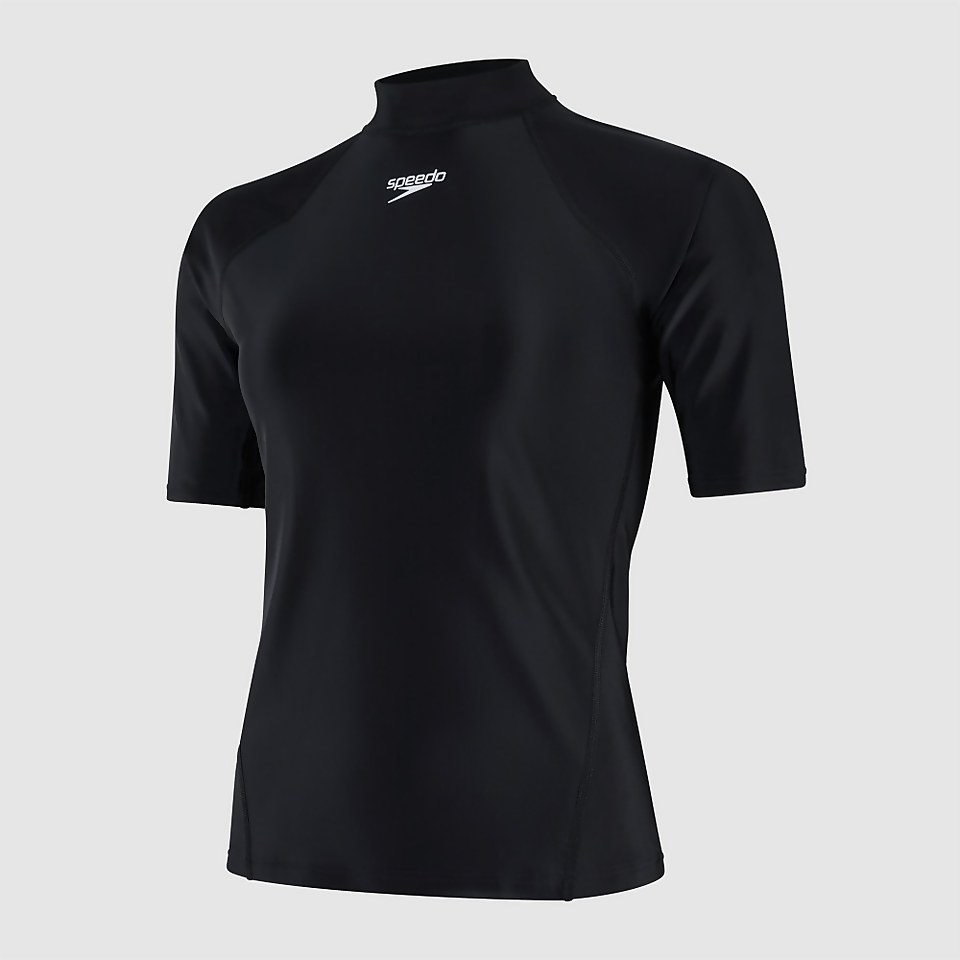 Haut de maillot Femme de protection solaire Printed à manches courtes noir/blanc