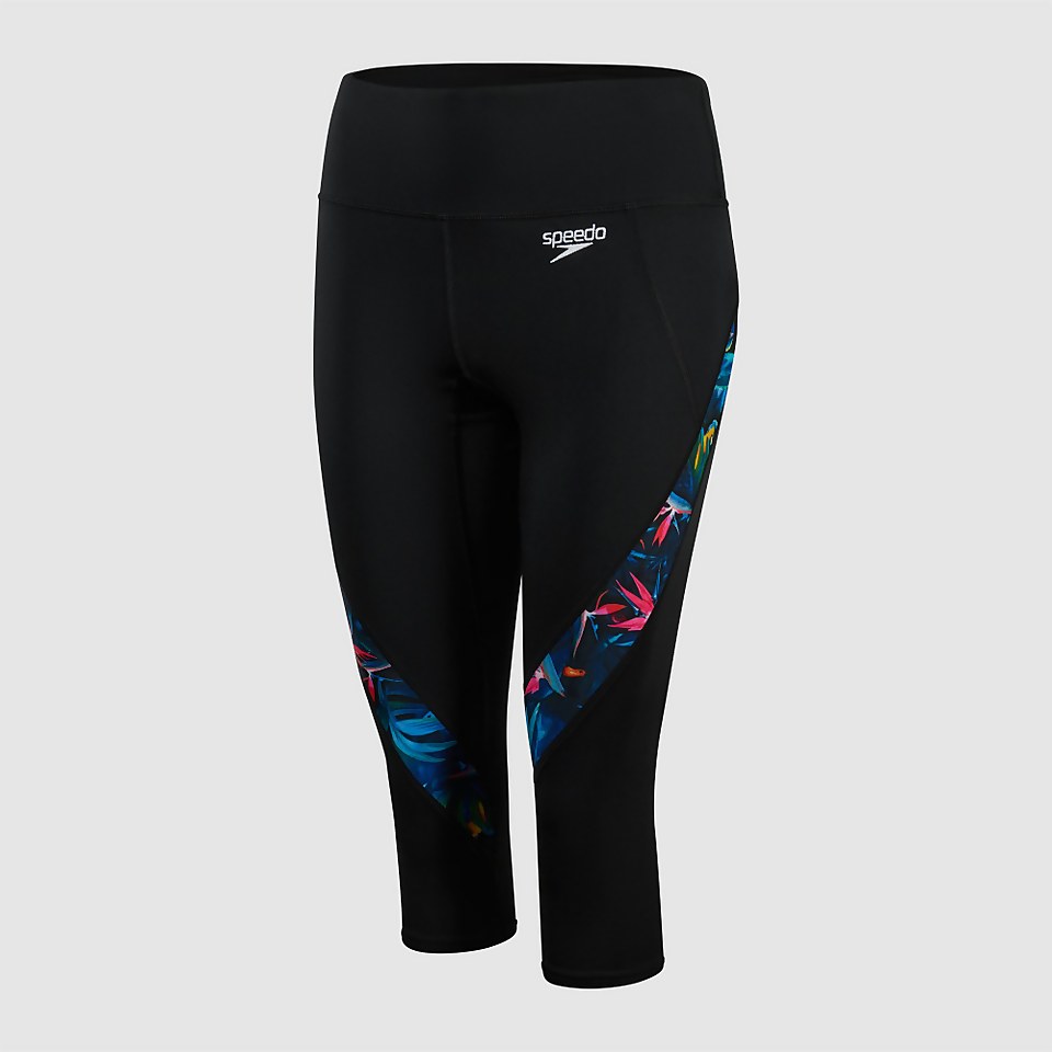 Legging Femme 3/4 de protection solaire Printed noir/rose