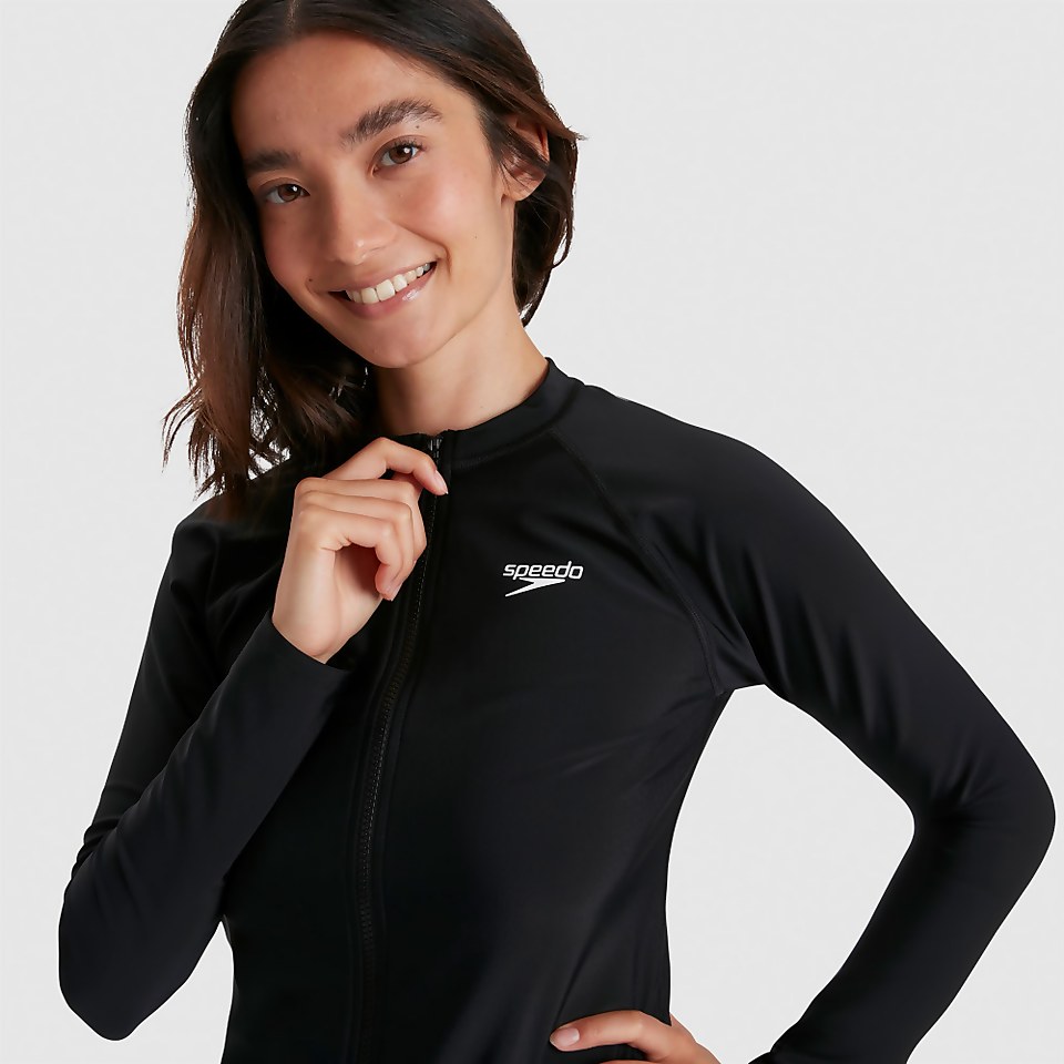 Women's Long Sleeved Zip Sun Protection Top Black