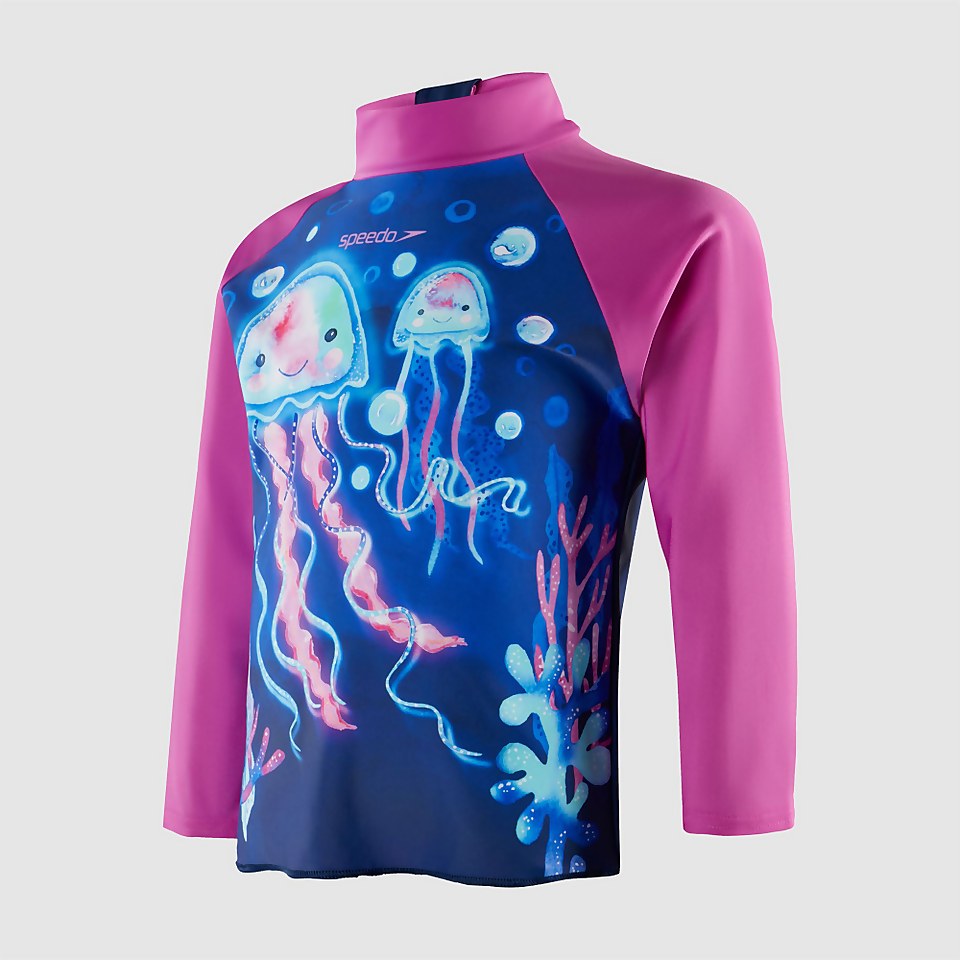 Haut de maillot Fille de protection solaire à manches longues bleu/rose