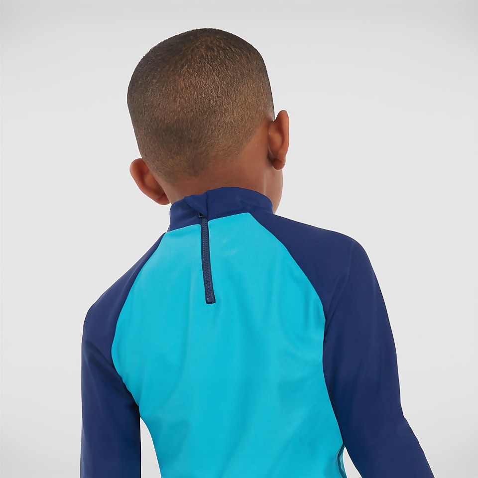 Haut de maillot Garçon de protection solaire à manches longues bleu