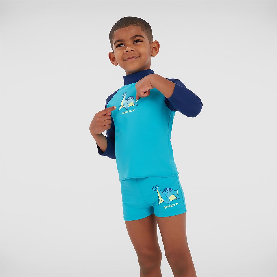 Haut de maillot Garçon de protection solaire à manches longues bleu