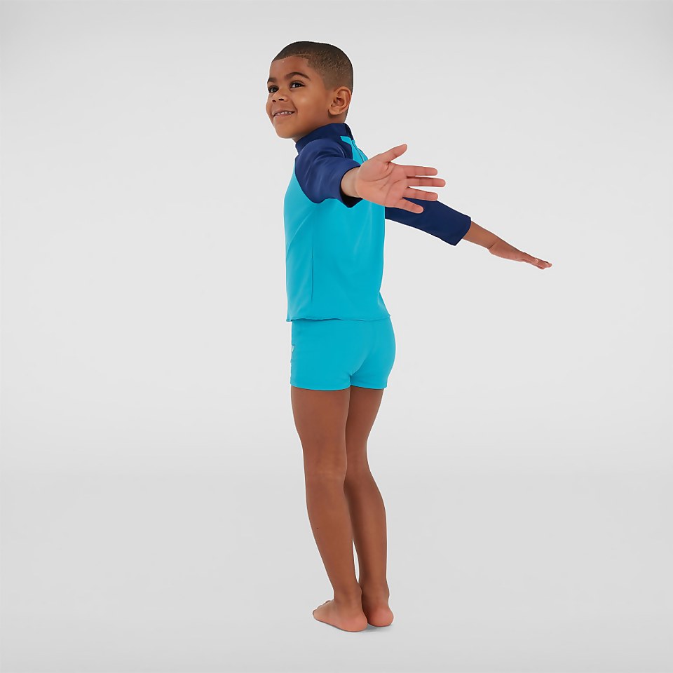 Haut de maillot Garçon de protection solaire à manches longues bleu