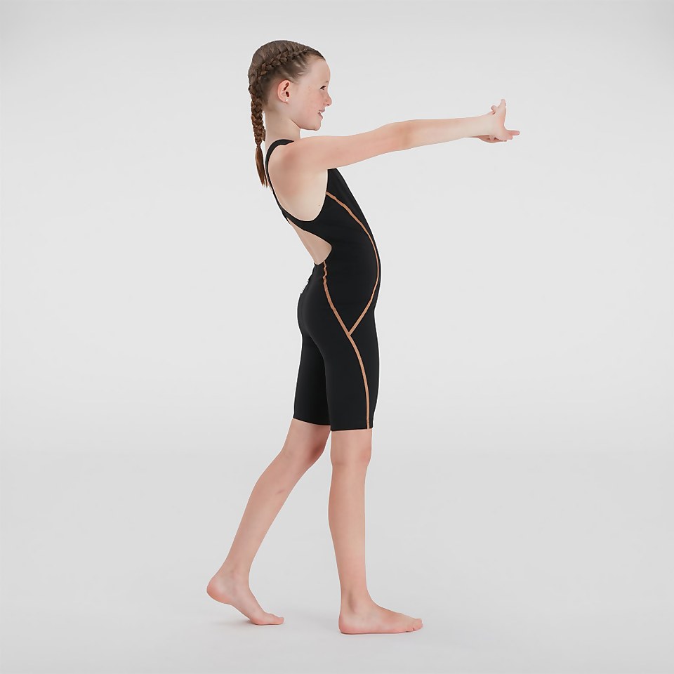 Mädchen Fastskin LZR Racer X Openback Kneeskin in Schwarz/Gold