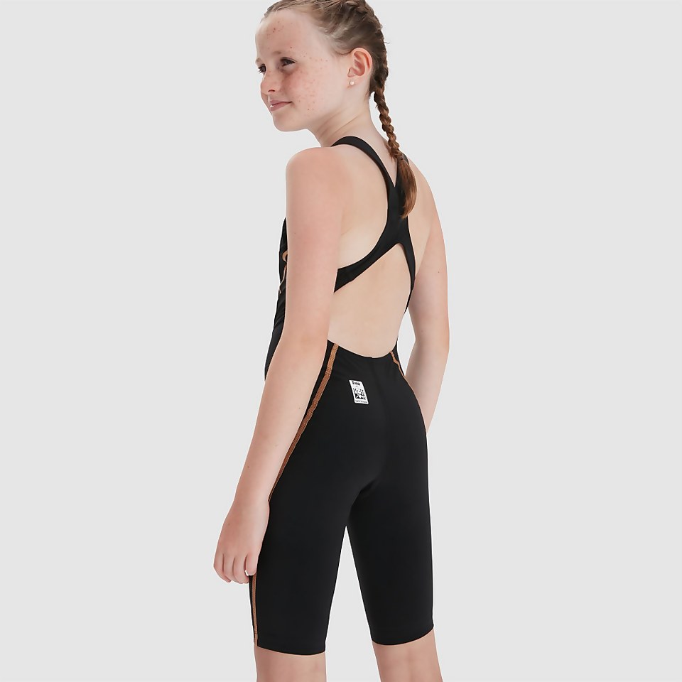 Mädchen Fastskin LZR Racer X Openback Kneeskin in Schwarz/Gold