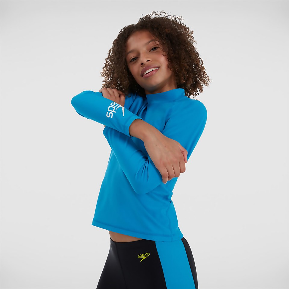 Kinder Boom Logo Rash Top in Blau/Weiß