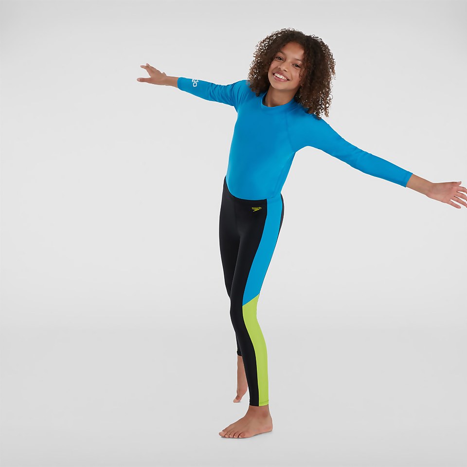 Leggings de protection solaire Junior Colourblock noir/bleu