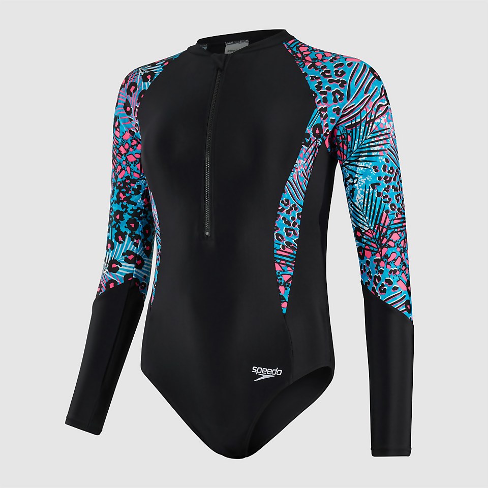 Combinaison Paddle Fille Printed manches longues bleu/noir