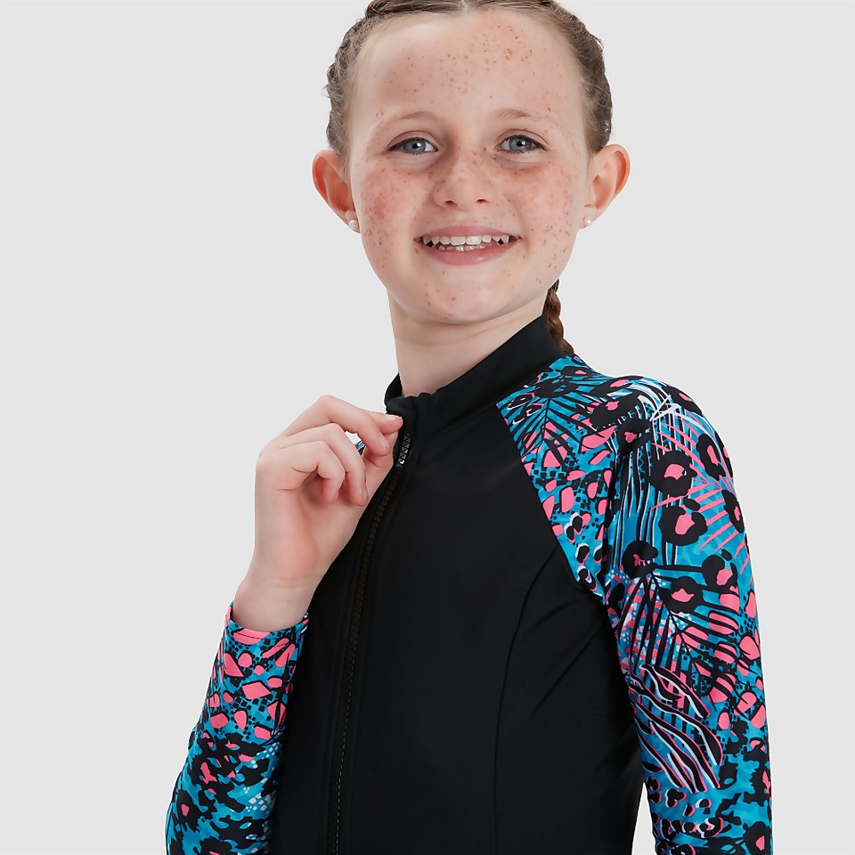 Combinaison Paddle Fille Printed manches longues bleu/noir