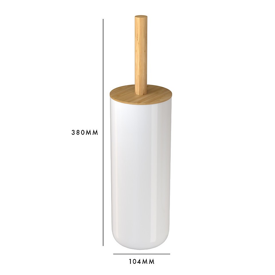 Homebase Toilet Brush and Holder - White & Bamboo