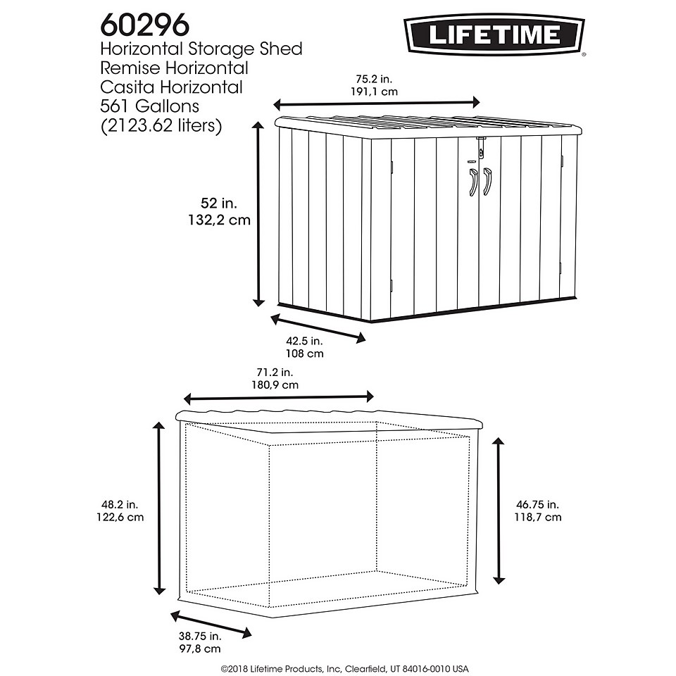 Lifetime Horizontal Plastic Outdoor Storage Shed