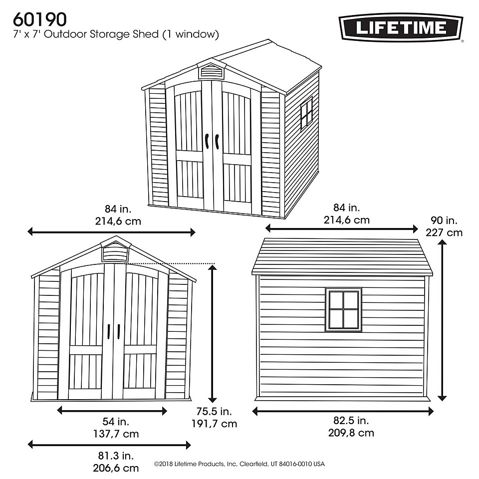 Lifetime Plastic Outdoor Storage Shed - 7x7ft