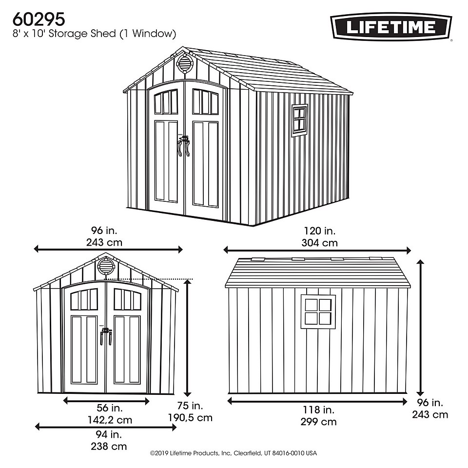 Lifetime Plastic Outdoor Storage Shed - 8x10ft