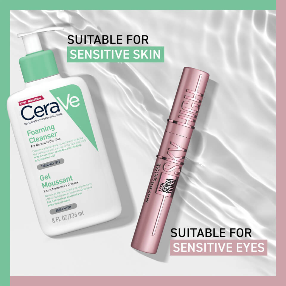 CeraVe Foaming Cleanser and Maybelline Sky High Mascara Duo for Oily Skin