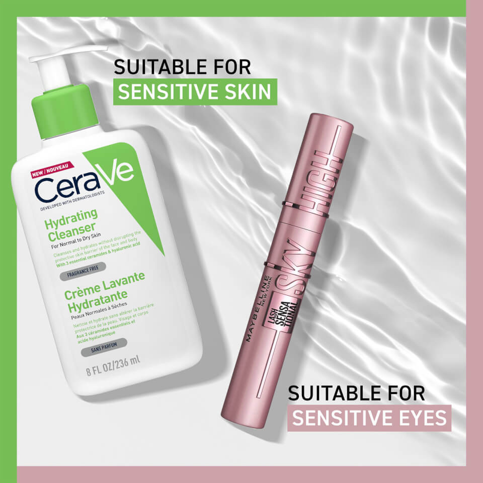 CeraVe Hydrating Hyaluronic Acid Cleanser and Maybelline Sky High Mascara Duo for Dry Skin