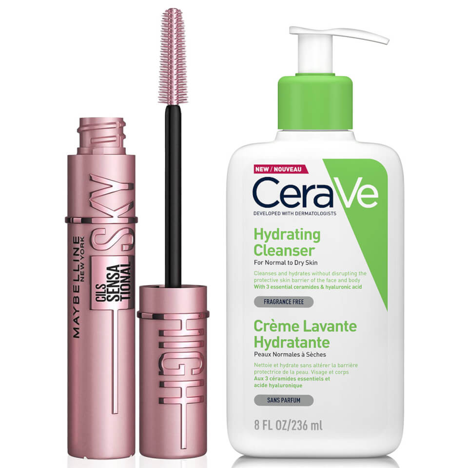 CeraVe Hydrating Hyaluronic Acid Cleanser and Maybelline Sky High Mascara Duo for Dry Skin
