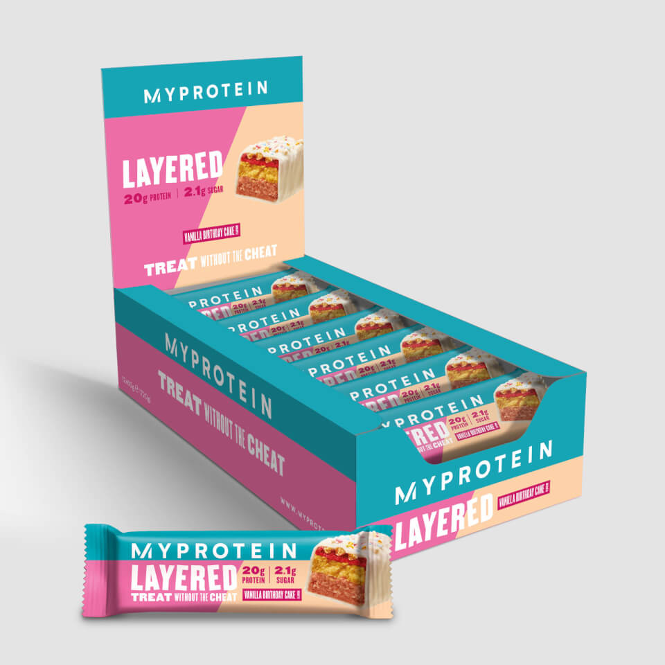 Layered Protein Bar - 12 x 60g - Vanilla Birthday Cake