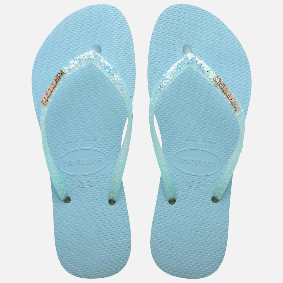 Havaianas Women s Slim Glitter Flourish Flip Flops Nautical Blue UK 3 4 Allsole