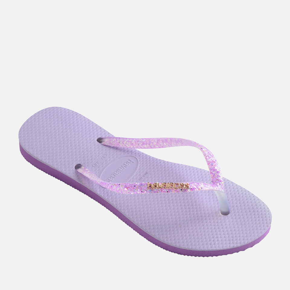 Havaianas Women's Slim Glitter Flourish Flip Flops - Purple