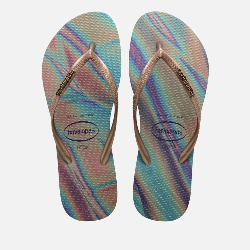 Havaianas Women's Slim Iridescent Flip Flops - Sand Grey - UK 3/4