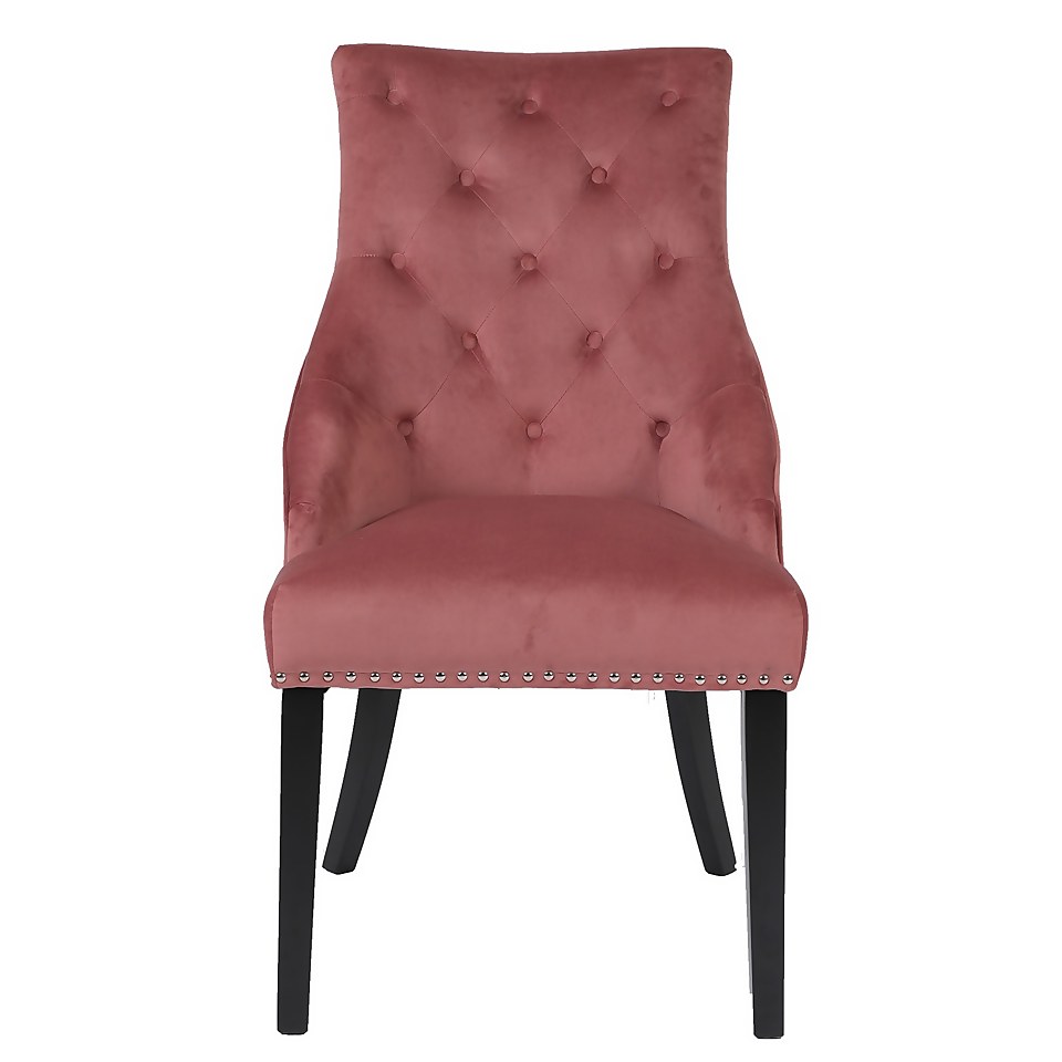 Annabelle Velvet Chairs - Set of 2 - Rose