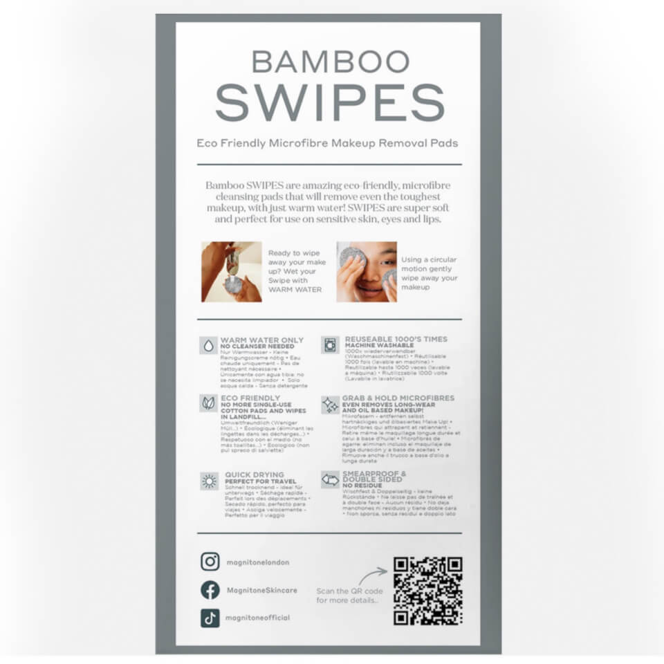 MAGNITONE London Bamboo Microfibre Makeup Remover Swipes (6 Pack)
