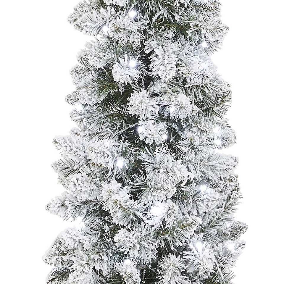 5ft 6in Snowy Prelit Potted Artificial Christmas Tree Homebase