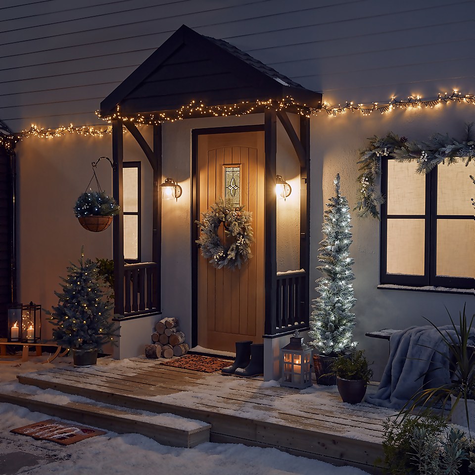 5ft 6in Snowy Prelit Potted Artificial Christmas Tree Homebase