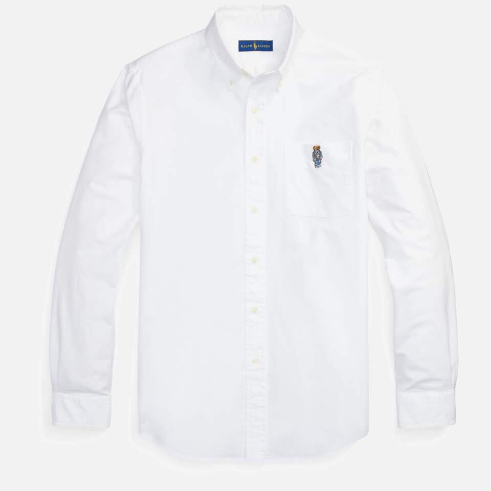 Polo Ralph Lauren Men s Custom Fit Polo Bear Oxford Shirt White Cricket Bear Coggles