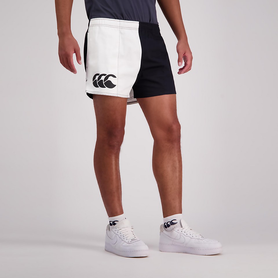 ADULT UNISEX COTTON TWILL HARLEQUIN SHORTS BLACK/WHITE