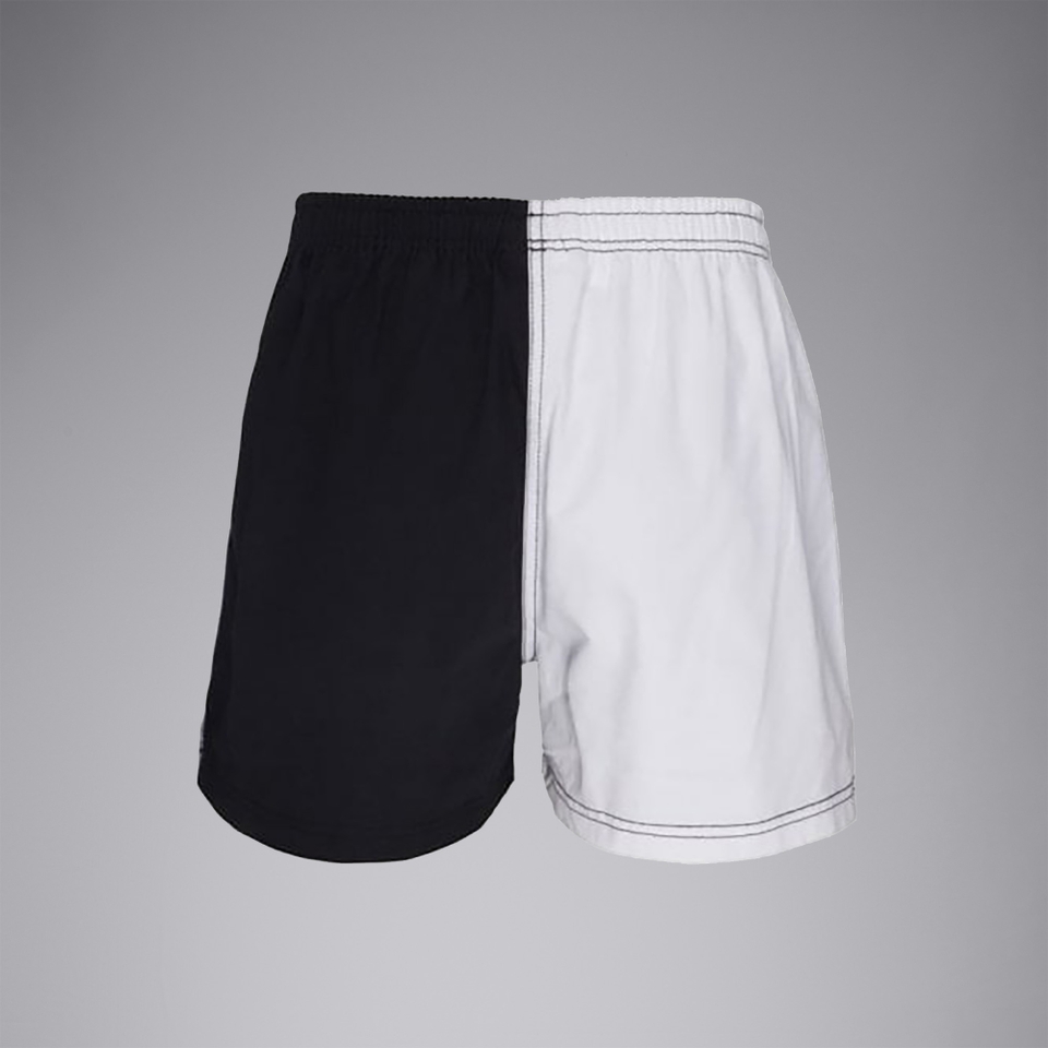 ADULT UNISEX COTTON TWILL HARLEQUIN SHORTS BLACK/WHITE