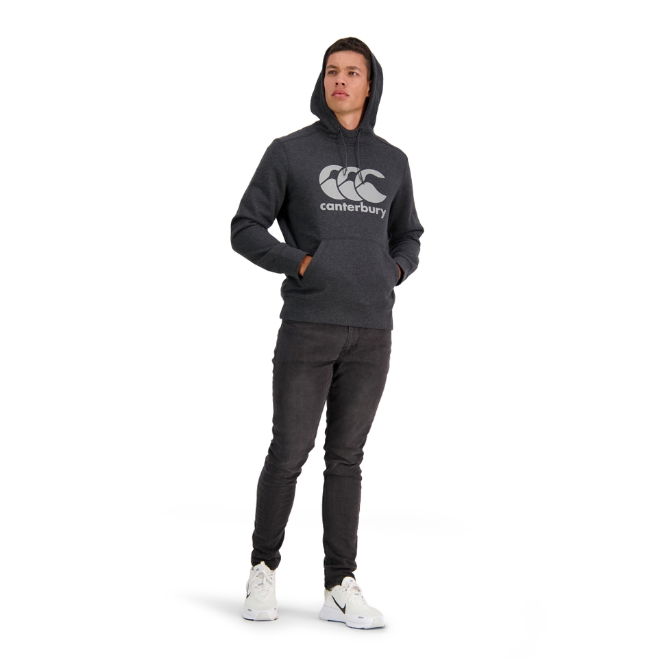 Mens Logo Over The Head Hoodie in Black