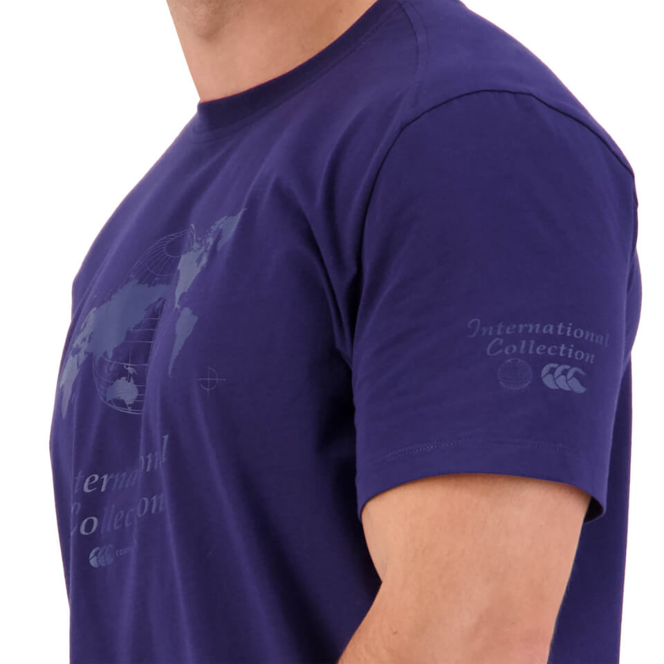 Mens International Short Sleeve Long Length T-Shirt in Blue
