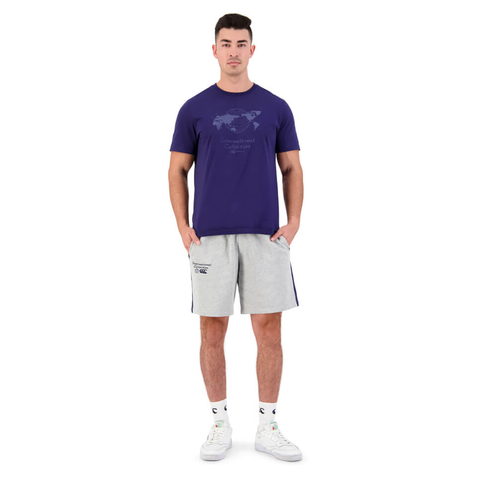 Mens International Short Sleeve Long Length T-Shirt in Blue