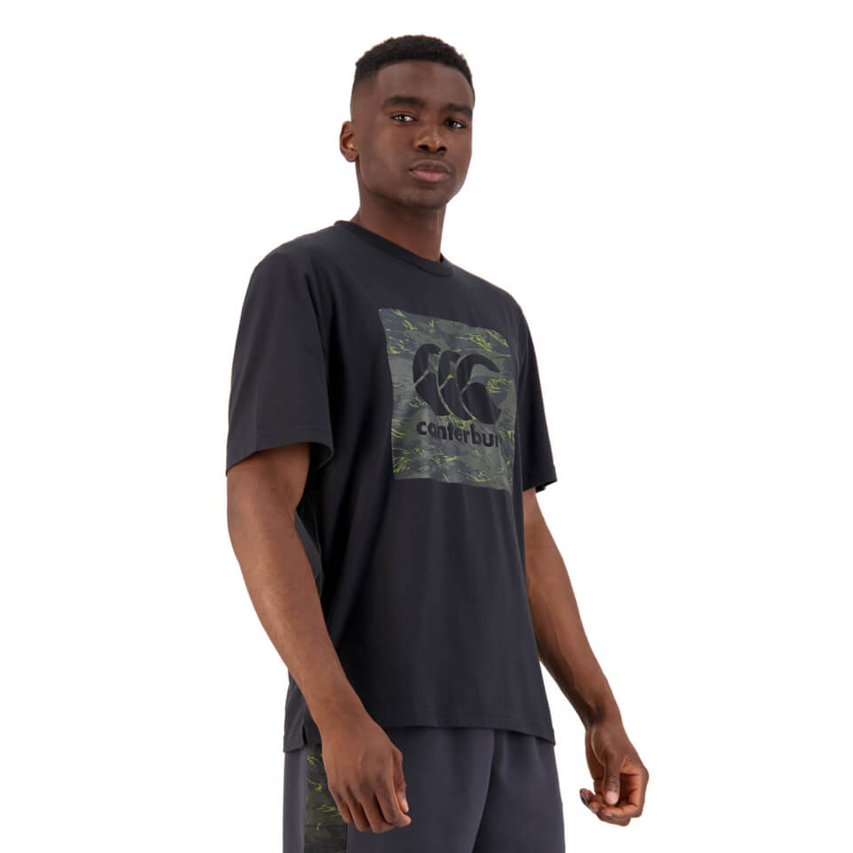 Mens Militia Oversized Short Sleeve T-Shirt in Black