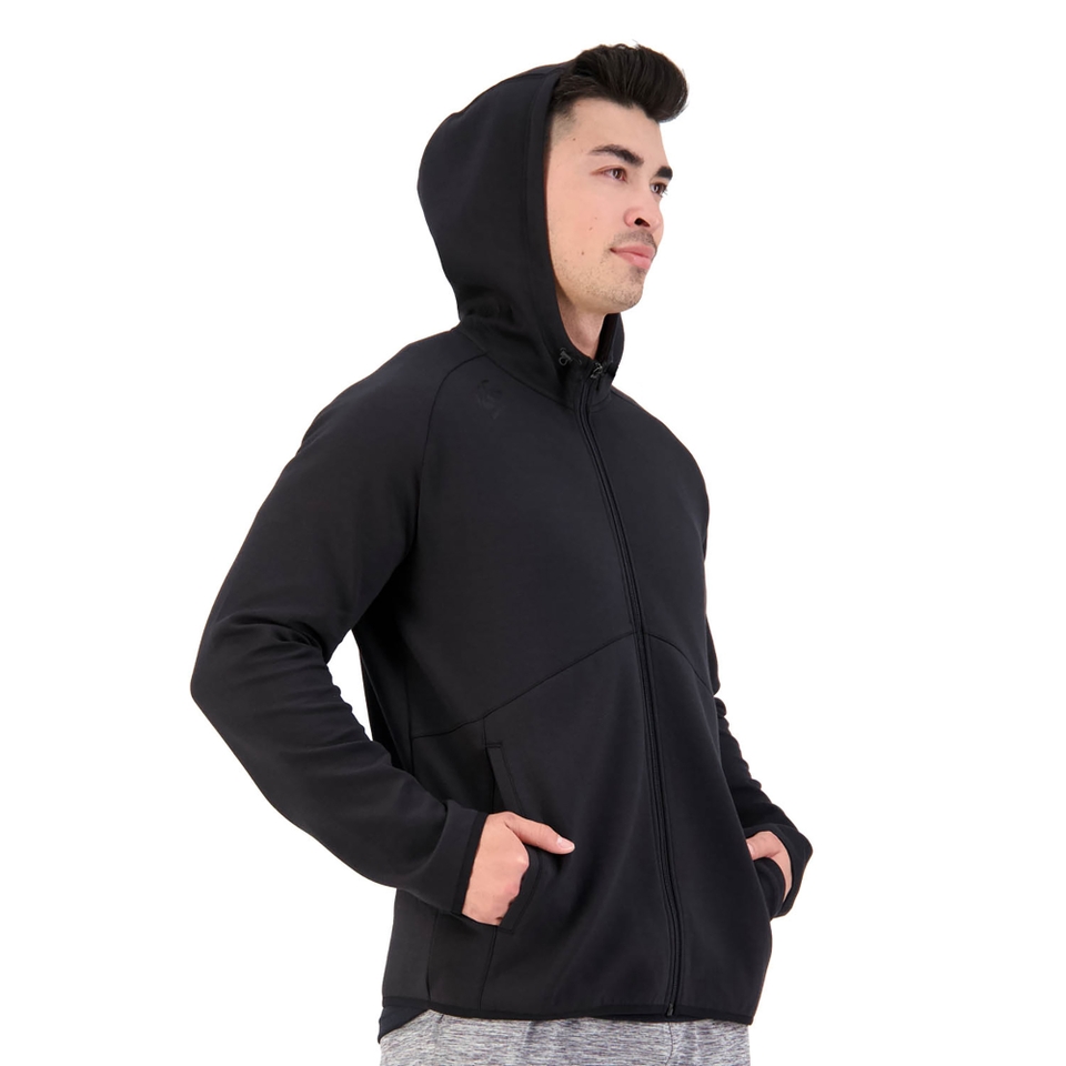 MEN'S VAPODRI FULL ZIP TEMPO HOODED SWEATSHIRT IN JET BLACK
