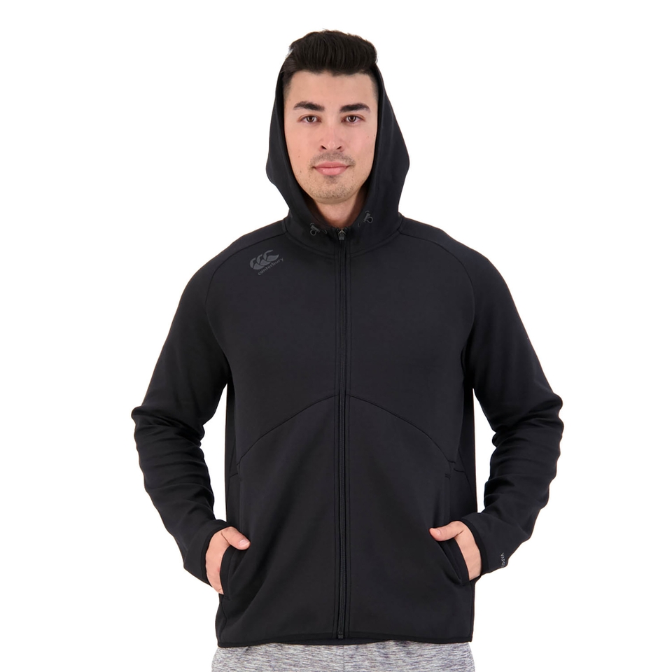 MEN'S VAPODRI FULL ZIP TEMPO HOODED SWEATSHIRT IN JET BLACK