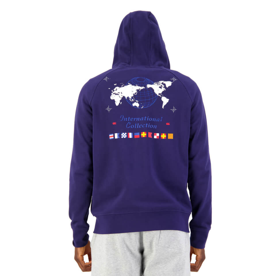 Mens International Full Zip Hoodie in Blue